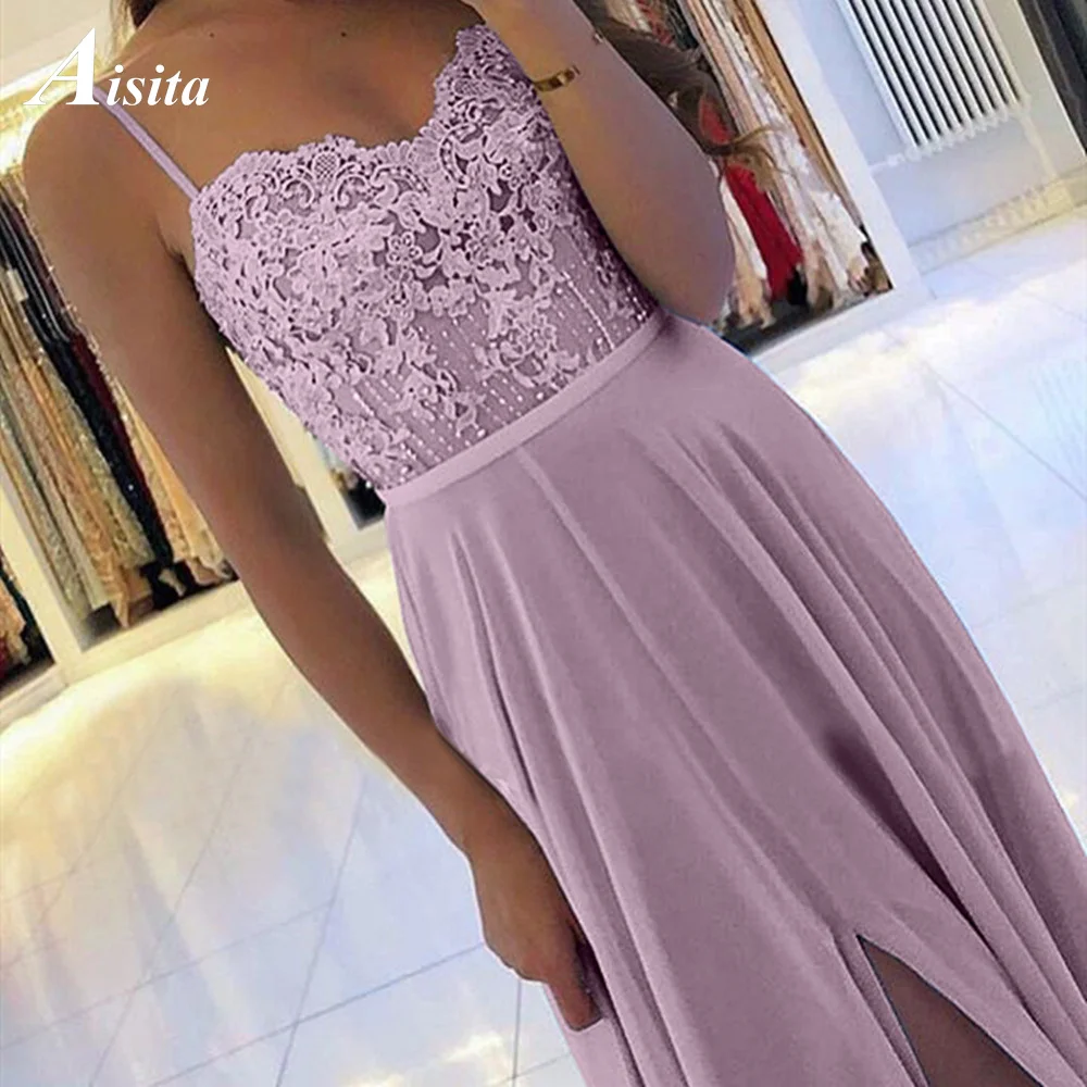 dark green prom dress Sexy Slit Chiffon Long Evening Dresses 2022 Lace Appliques Women Formal Gowns Prom Gowns For Party A-line Vestidos De Fiesta navy blue prom dresses