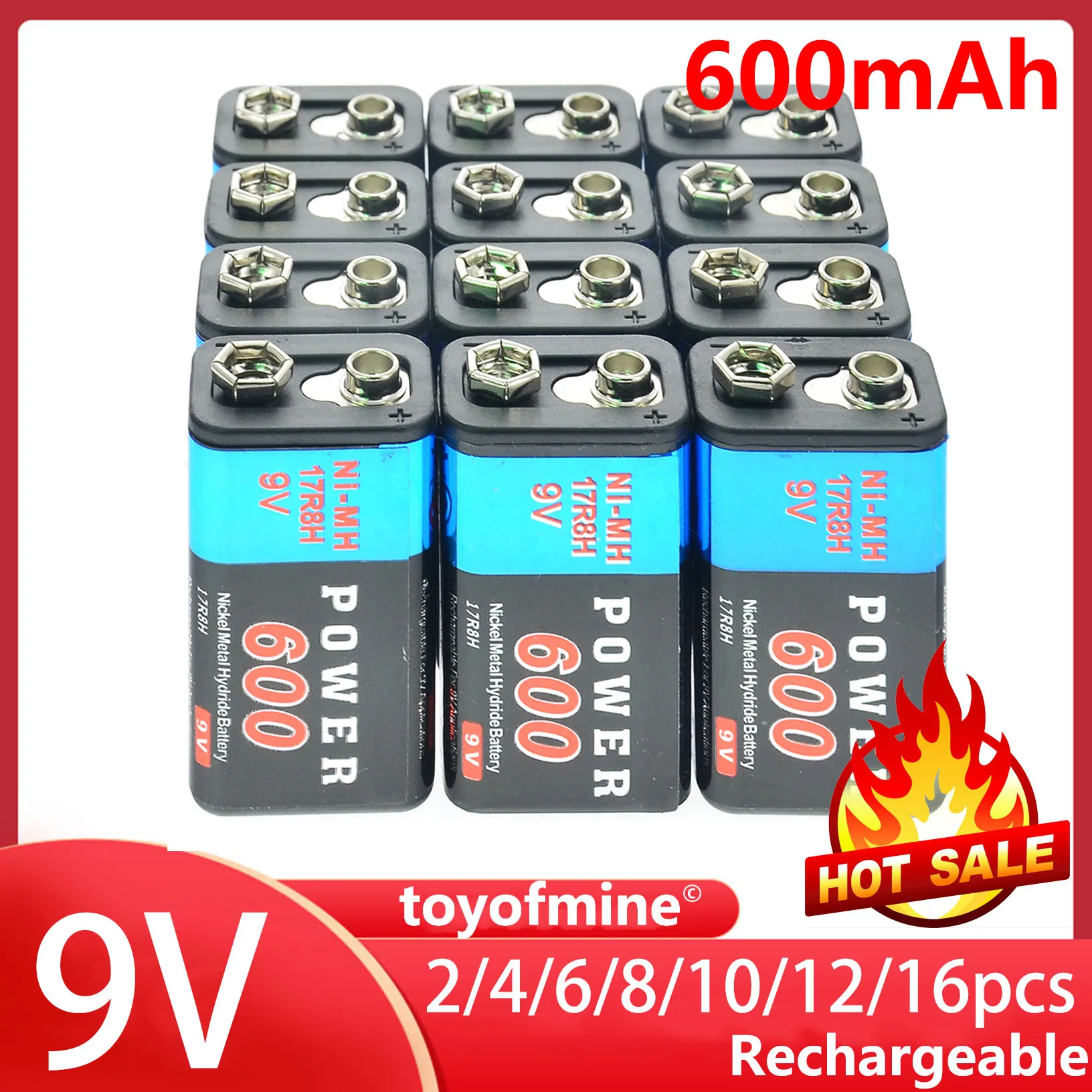 9 Volt Batteries Rechargeable 9 Volt Battery 10 Pcs Black 9 Volt Battery Rechargeable