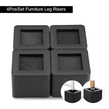 

4Pcs/Set Furniture Leg Risers PP Plastic Non-Slip Riser for Table Chair Desk Bed Sofa Black Color Furniture Accessories Riser