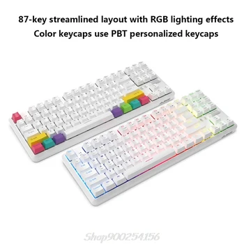 

87 Keys Bluetooth Wired/Wireless Mechanical Keyboard for Ajazz K870T with RGB Backlit Type C Cable 2000mAh Battery NKRO Dropship