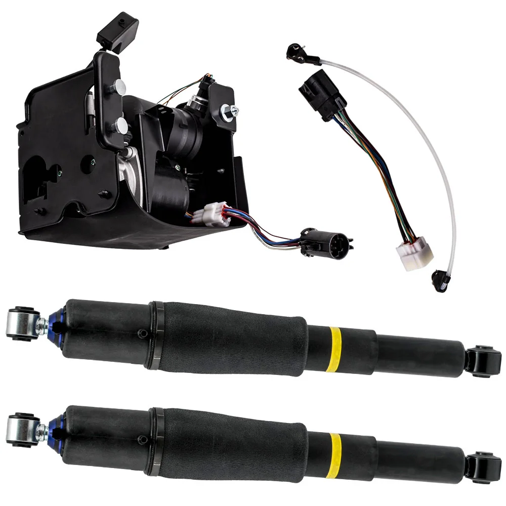 2x Air Ride Suspension Shocks + Air Compressor Pump For GMC CADILLAC