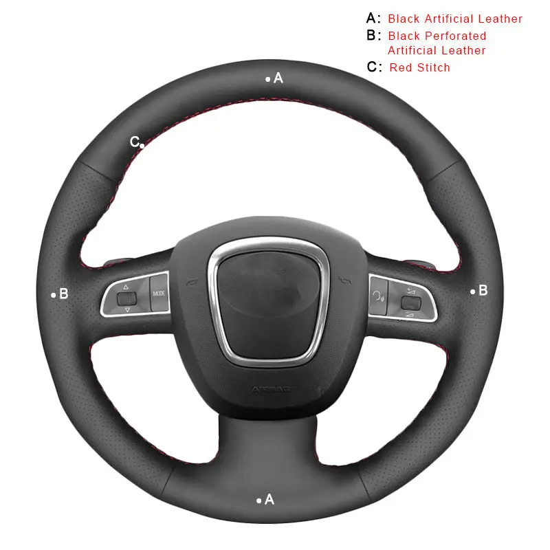 Artificial Leather Автомобильная Оплетка на руль Обложка для Audi A3 8P Sportback A4 B8 Avant A5 8T A6 C6 A8 D3 Q5 8R Q7 4L S3 S4 S5 S6 S8 авто "сделай сам" - Название цвета: Artificial Leather