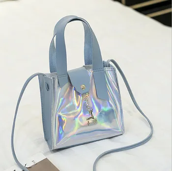 

Women's PVC Holographic Bag Clear Transparent Small Tote Hologram Handbag fashion Comfortable Purse