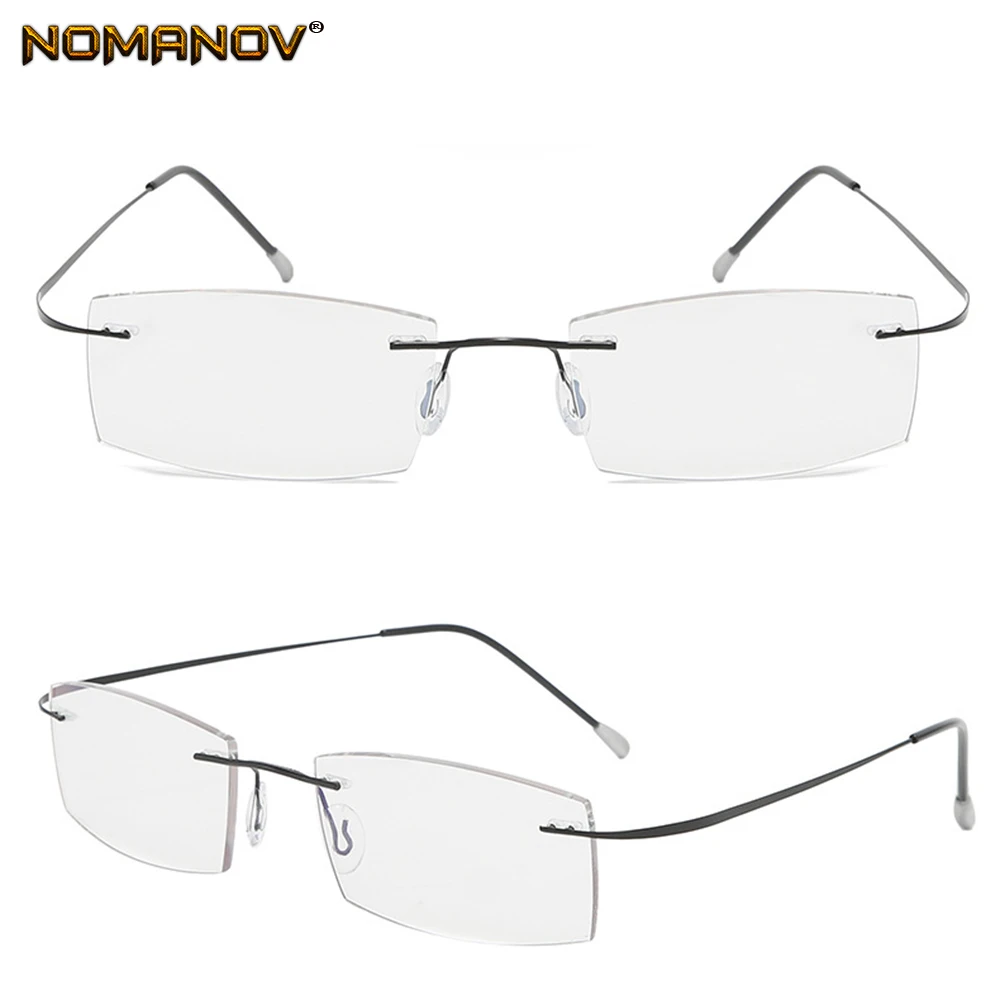 Titanium Frame Ultra Light Memory Super Stretch Temple Anti-fatigue Rimless Reading Glasses 0.75 1 1.5 1.75 2 2.25 To 4 6