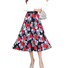 Модная юбка с принтом граффити, юбки с эластичным поясом, Женская плиссированная юбка средней длины, юбка с высокой талией, Faldas Mujer Moda