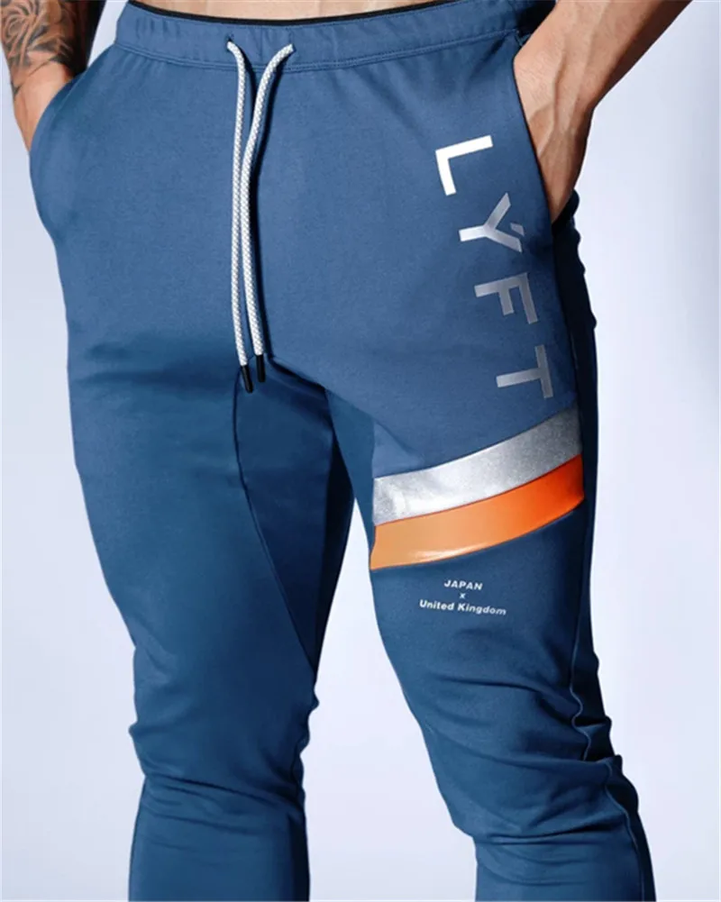 LYFT, Япония и Великобритания, мужские спортивные штаны для бега, спортивные штаны для спортзала, спортивные штаны для мужчин, спортивная одежда для фитнеса, тренировочные штаны - Цвет: Синий