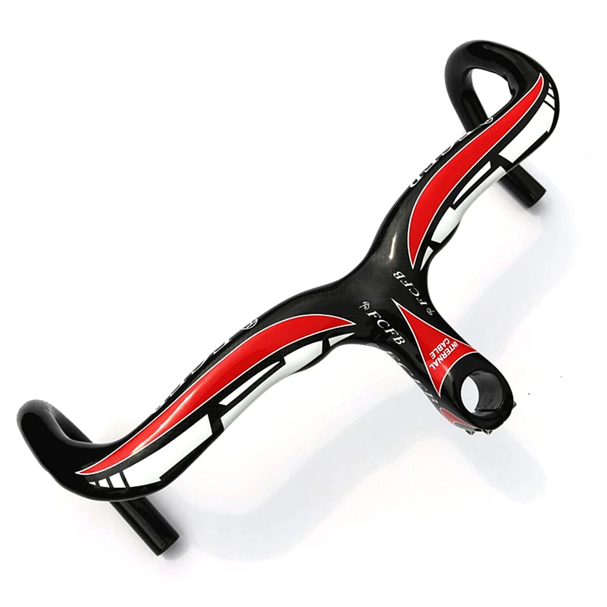 Red-440x120MM Полный углеродного волокна велосипедный руль MTB дорожный горный велосипед углеродный Руль Запчасти велосипеда висячие ручки баров и стволовых интеграционных - Цвет: Red-440x120MM
