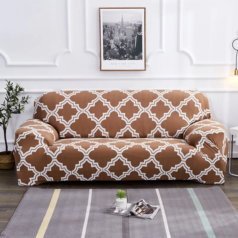 Клетчатый напечатанный Чехол для дивана, плотный чехол, все включено, секционный эластичный чехол для дивана, чехлы для дивана, чехлы для дивана, 1 шт - Цвет: Antique Brass