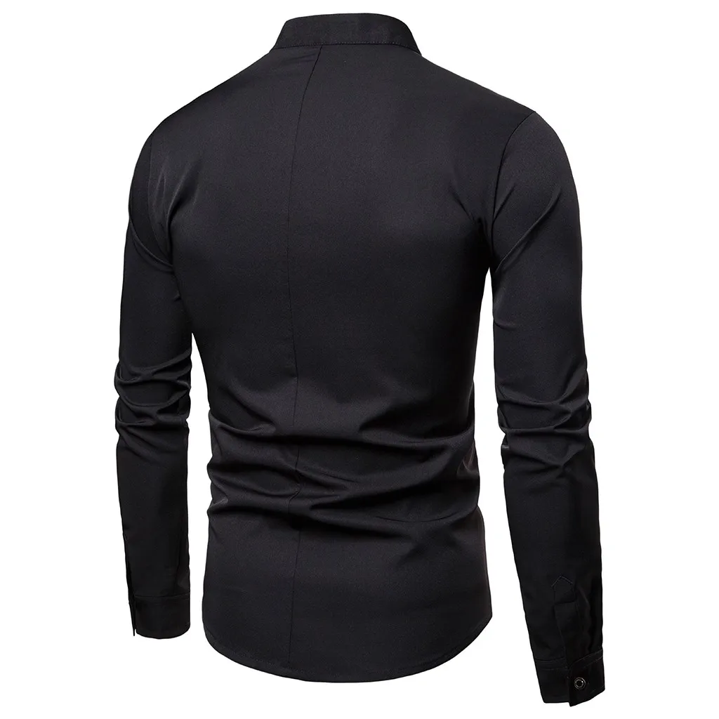 Camisas Hombre, мужская рубашка с длинным рукавом, одноцветная Повседневная рубашка на пуговицах, топ, блуза, одноцветные мужские рубашки на пуговицах размера плюс