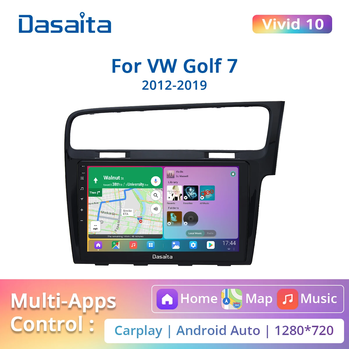 Dasaita для VW Golf 7 2012- 2019 автомобильный радиоприемник Apple Carplay Android Авто 10 2 &quotсенсорный