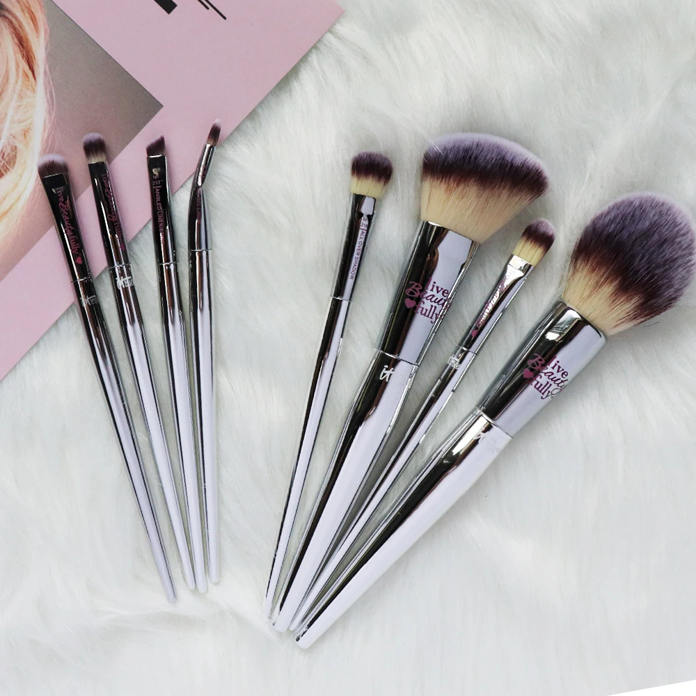 Preise Professionelle 8 9 stücke Make Up Pinsel Live Set Schönheit Voll Silber ES Kosmetik Pinsel Kit Gesicht Augen Make Up Werkzeug Sammlung
