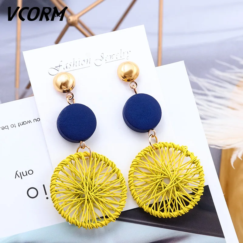 Yellow Новые корейские акриловые серьги для женщин, массивные винтажные геометрические золотые Висячие висячие серьги, женские свадебные модные ювелирные изделия - Окраска металла: Yellow
