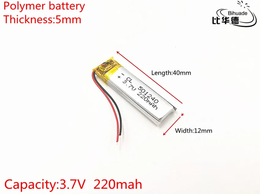 3.7V polymer lithium battery 501240 220mah for TWS bluetooth headset Xiao-mi airdots youth version Battery compartment TWSEJ02L |
