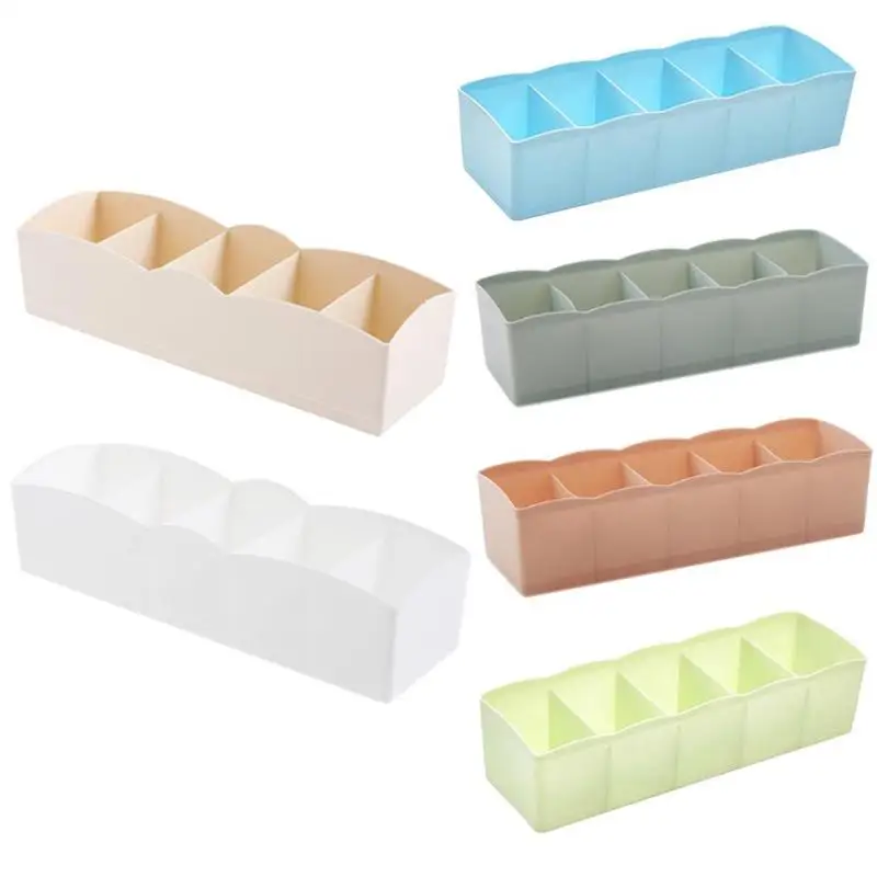 5 Grids Drawer Storage Box Socks Underwear Tie Bra Lingerie Organizer Cosmetic Home Daily Creative Jewelry Organizer Cases