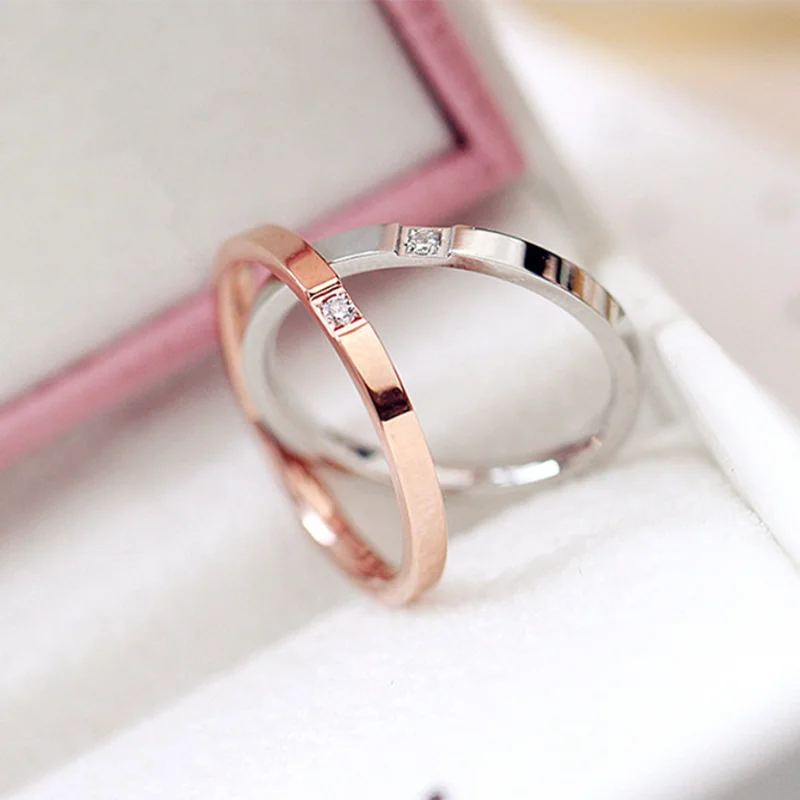 1MM Thin Titanium Steel Silver color Couple Ring Simple Fashion Rose Gold Color Finger Ring For Women and Men mens gifts