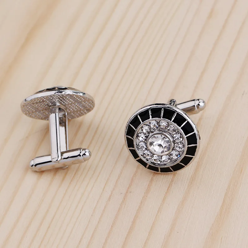 All-match Charming Classic Men’s Cufflinks with Zircon for French Cuff Dress Shirt Popular In European&American Great Gift Him