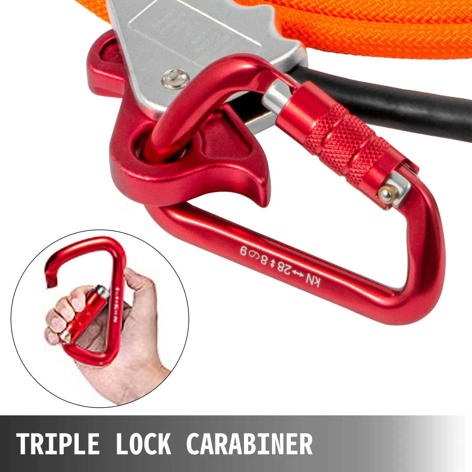 Safety Steel Wire Core Lanyard Kit with Hook Carabineer Climbers Tree Climbing 