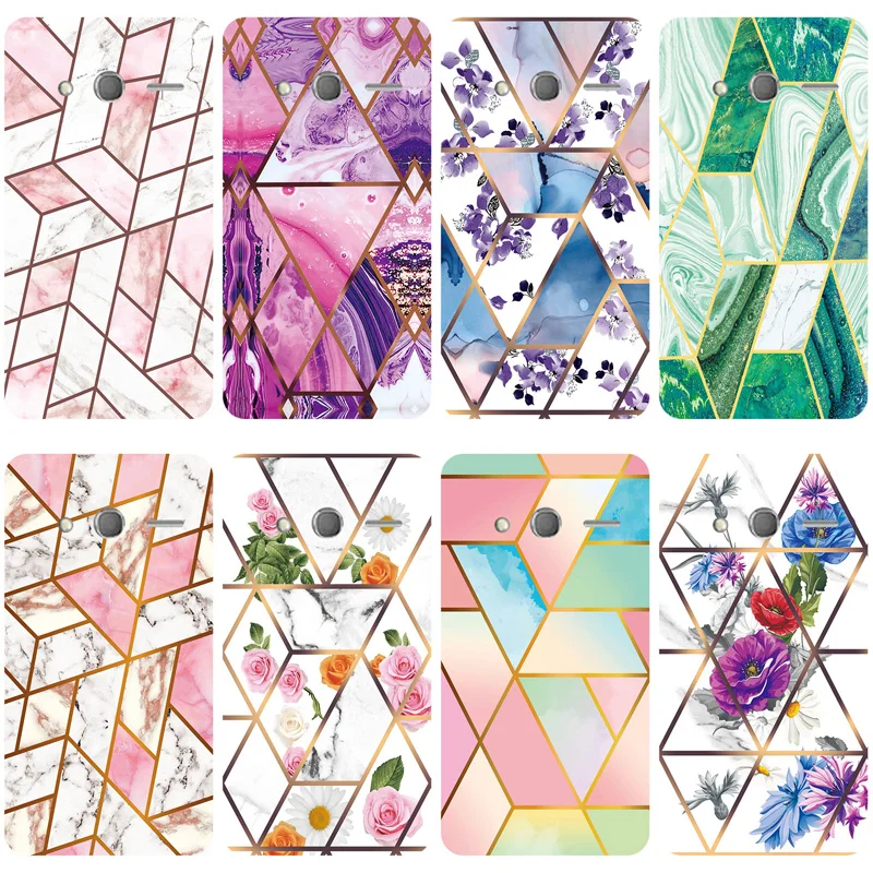 Мягкий чехол для телефона с геометрическим рисунком под мрамор Alcatel One Touch Pixi 4 0