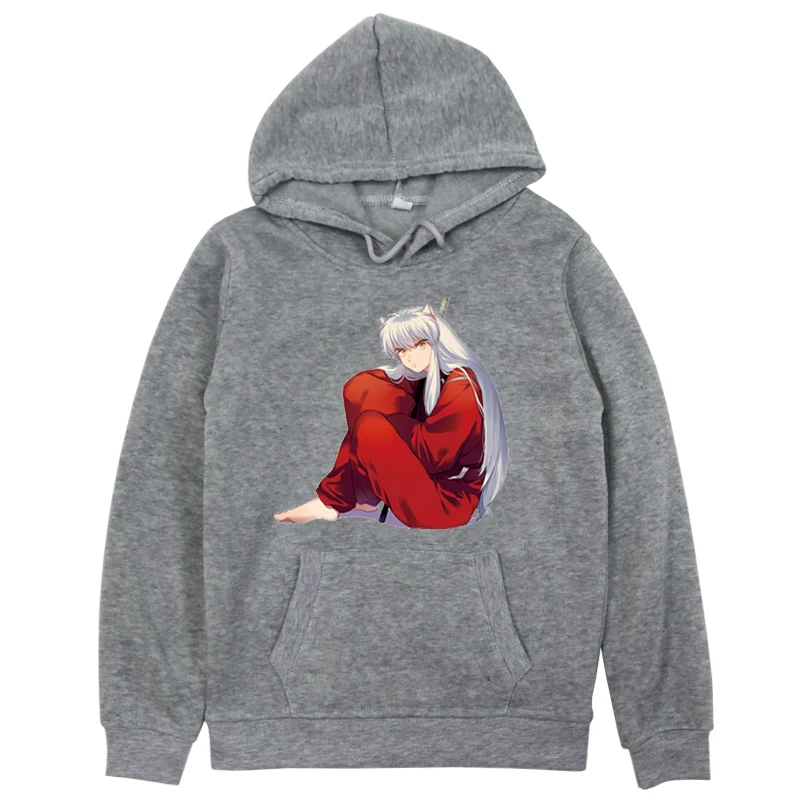 Inuyasha/толстовки с принтом детские толстовки Спортивная одежда для мальчиков и девочек повседневная одежда из хлопка, белый серый розовый зимний теплый пуловер