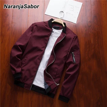 NaranjaSabor Spring New Men s Bomber Zipper Jacket Male Casual Streetwear Hip Hop Slim Fit Pilot
