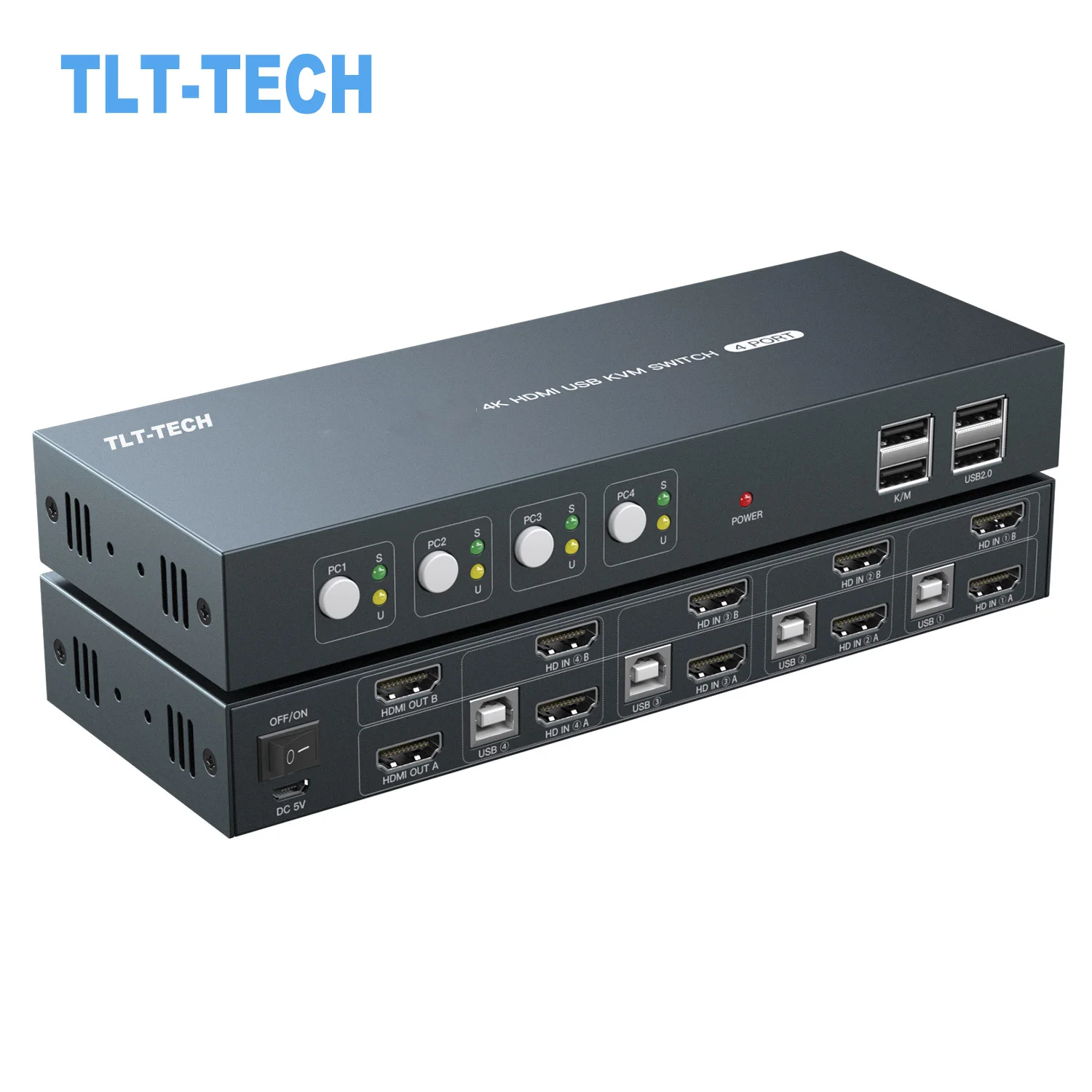 

4 Ports KVM Switch Dual Monitor Display 4K 30Hz, Computers x 2 Monitors KVM Switch with Hotkey and USB 2.0