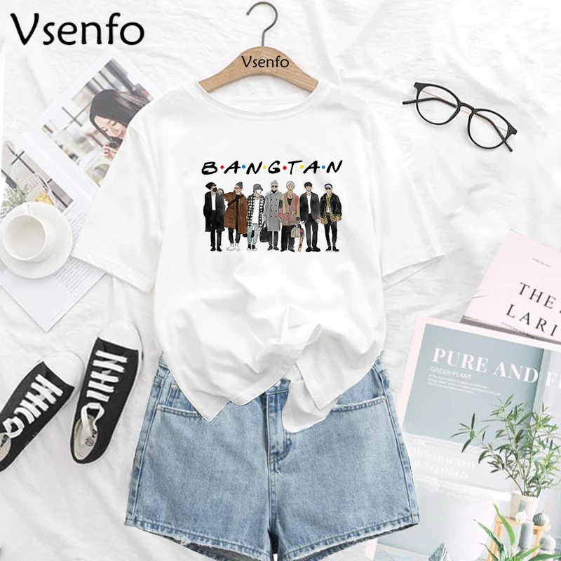 女性のためのkpopスタイルのtシャツ 流行のカワイイ服 面白いグラフィックのトップ 韓国のファッション 夏のプリントtシャツ Tシャツ Aliexpress