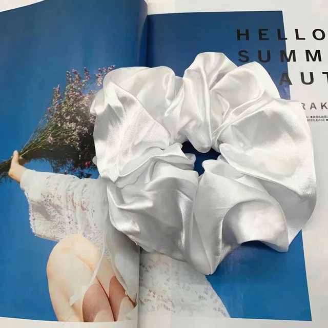 Oversized Hair Scrunchies For Women Solid Satin Silk Scrunchie Hair Rubber Bands Elastic Hair Ties Accessories Ponytail Holder C9