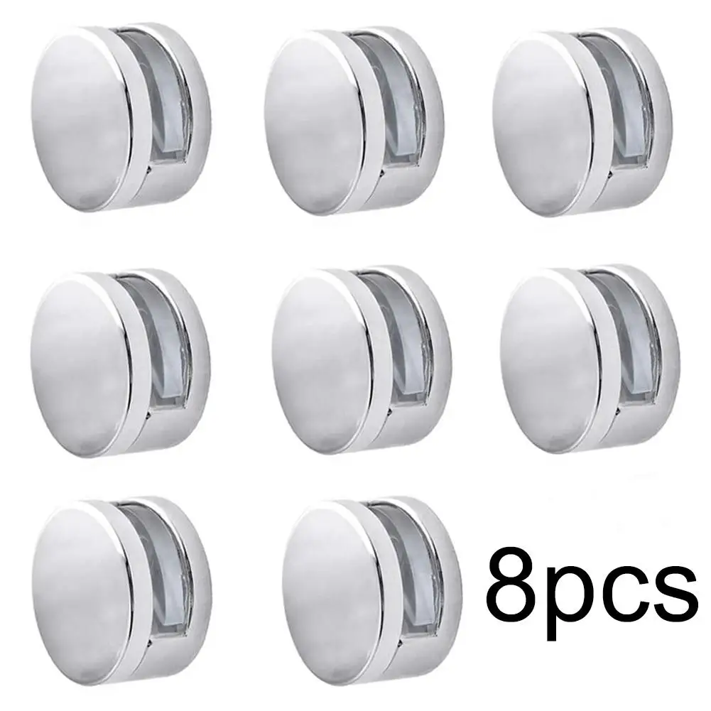 8 pieces 22mm/27mm zinc alloy round glass holder wall-mounted bathroom mirror holder round jacket mirror fixing kit glass shelf clamp holder glass fasteners