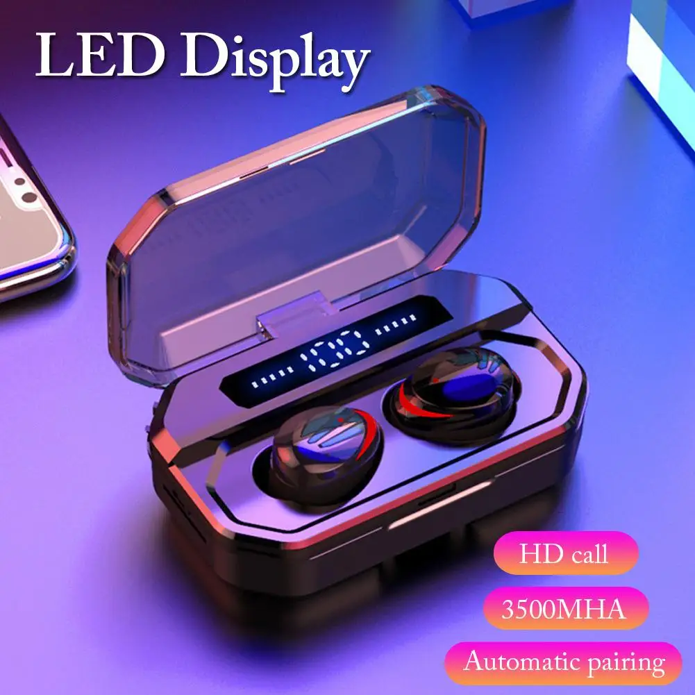 

F8 Bluetooth 5.0 Earphone IPX7 Waterproof Headsets Digital Display Hifi Stereo Sports Earbuds With 3500 MAh Charging Box & Mic