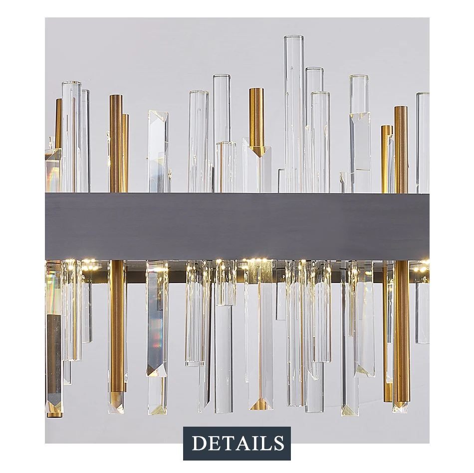 Gold/Black Rectangle Crystal Chandelier