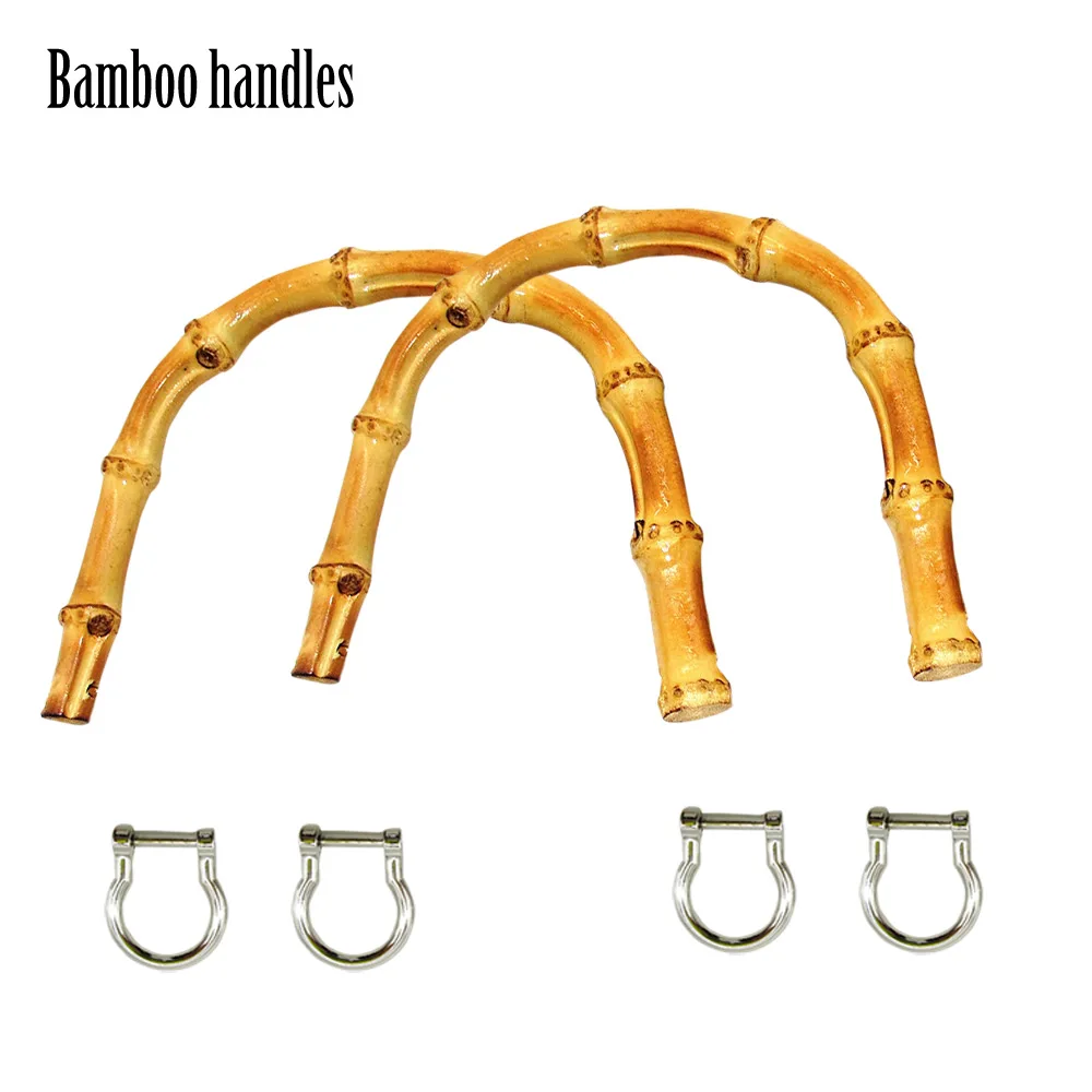 

2022 New 1 pair of real bamboo handles with Silver buckles for o bag for classic mini obag for ochic huntfun bag women handbag