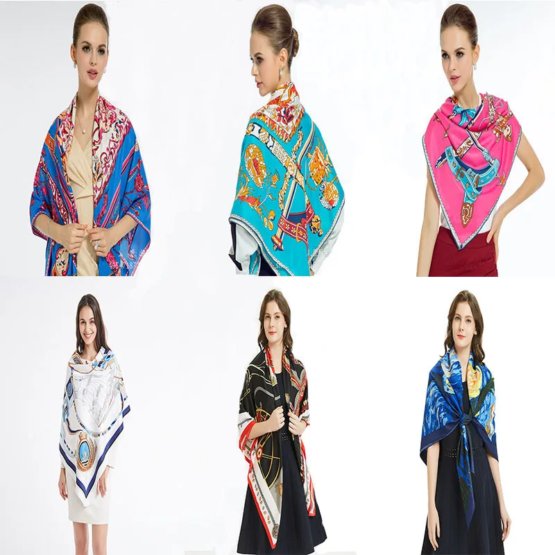 

61 Colour Luxury Brand Matagorda 51 Inch Woman Scarf 100% Silk Shawl Oversized Sunscreen Flower and Bird Jungle Pashmina Scarves