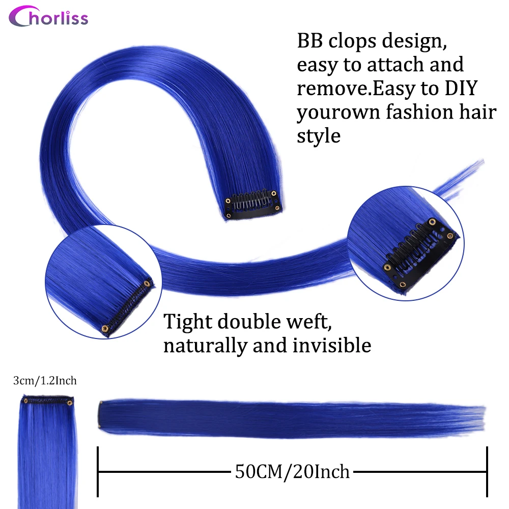Synthetic Long Straight One Clip In Hair Extensions High Temperature Hairpieces For White Women