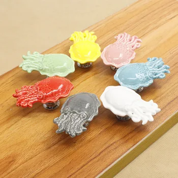 Cartoon Octopus Ceramic Drawer Knobs Cabinet Pulls Kitchen Handles Cute Furniture Handle for Kids Room Furniture Hardware