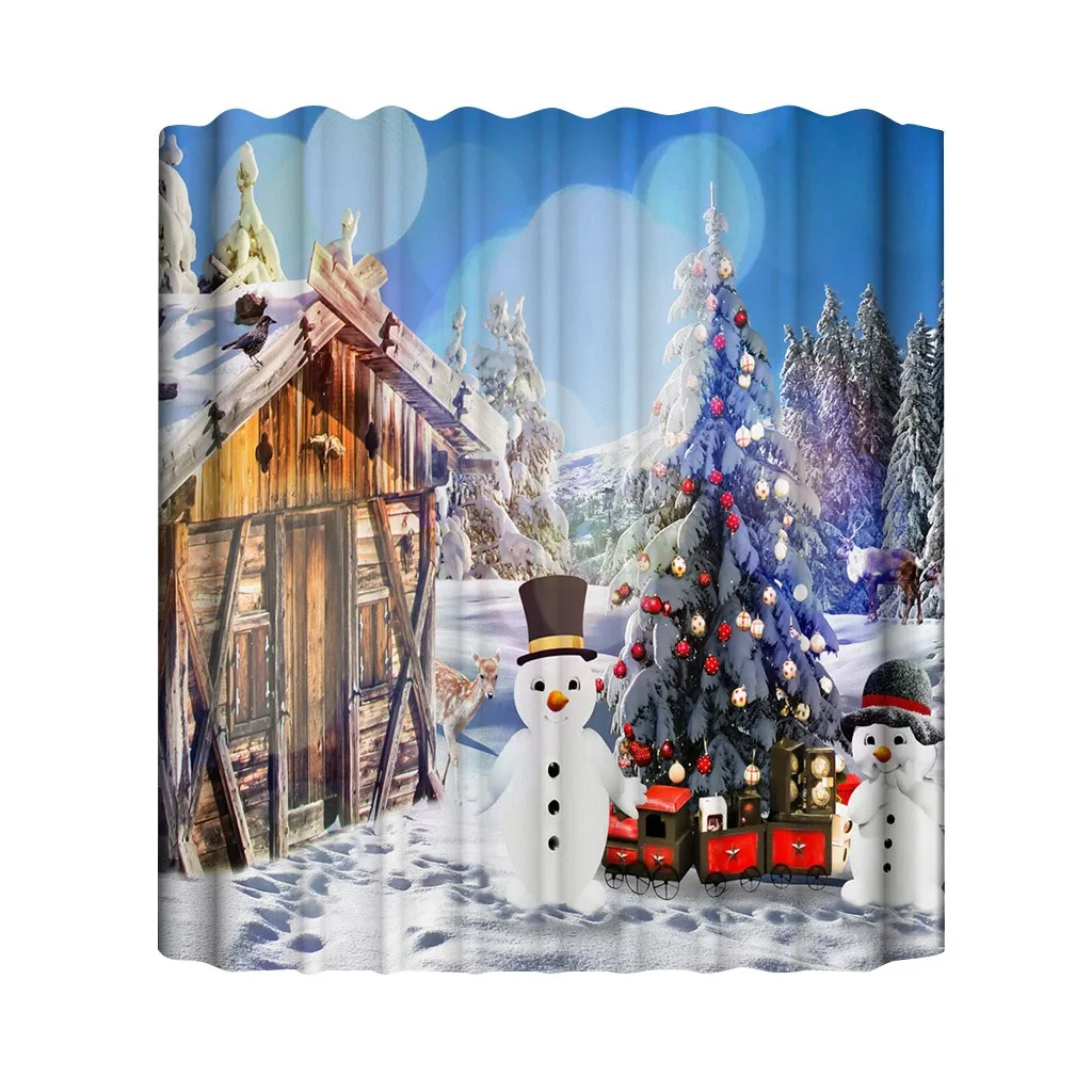 GGG Merry Christmas набор для ванной, снеговик, Санта Клаус, лось, узор, водонепроницаемый, занавеска для душа, крышка для туалета, коврик, нескользящий, ковер, домашний декор - Цвет: GGG