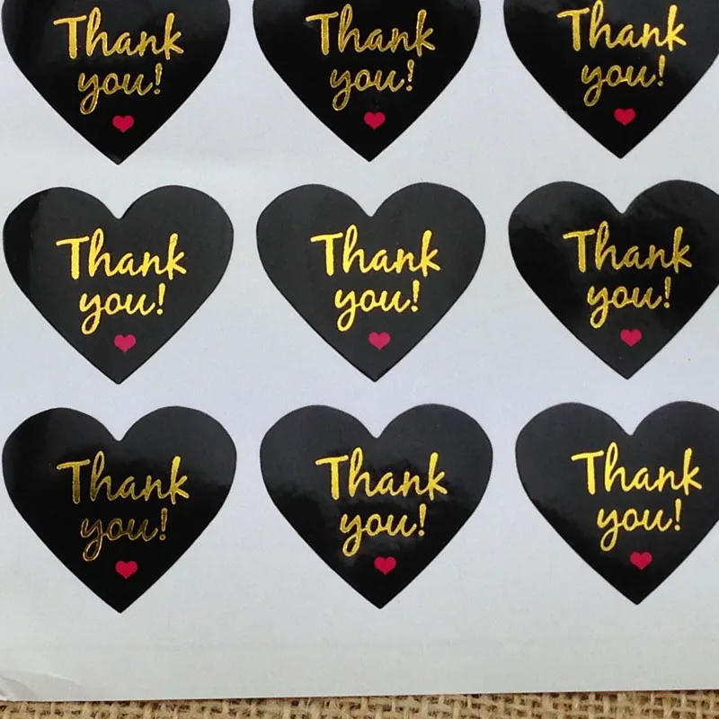 

100 Pcs Thank You Love Self Adhesive Stickers Kraft Label Sticker For Diy Hand Made Gift Cake Candy Paper Tags