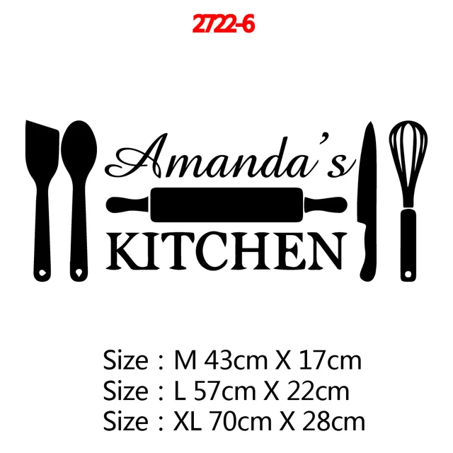 Diy Custom name Kitchen Wall Stickers Home Decoration Accessories For Kitchen Decoration Wall Decal Home Decor 2722-6