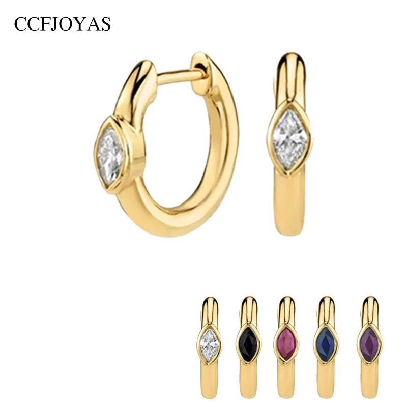 Женские маленькие серьги-кольца CCFJOYAS серьги из серебра 925 пробы с