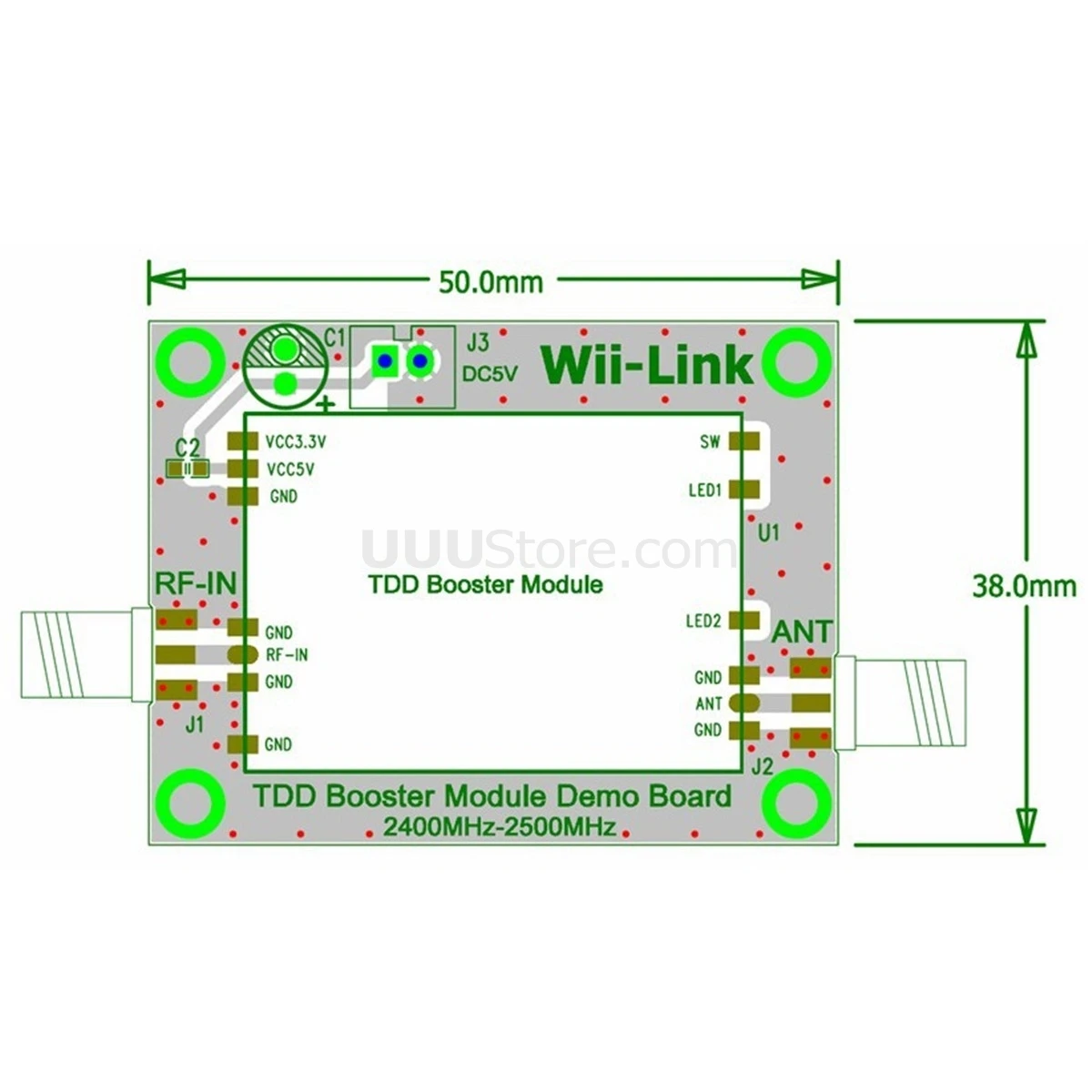 2.4G 2W power amplifier routing signal amplifier wifi/Zigbee Signal enhancement DEMO board 4