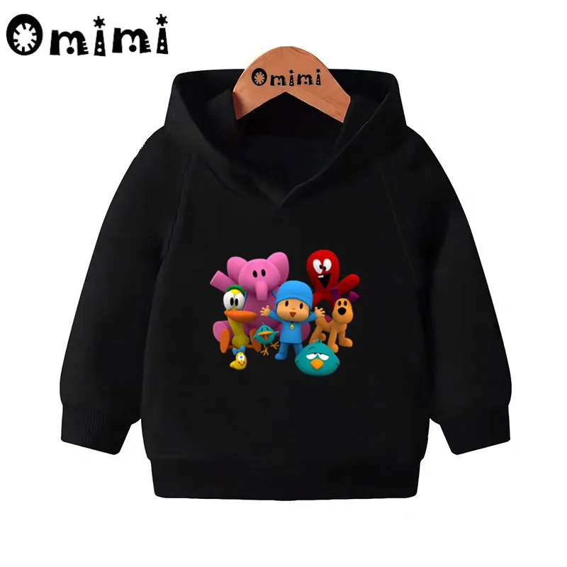 Pocoyo/Забавный детский свитер с рисунком; детские толстовки с капюшоном; крутой пуловер для малышей; топы для девочек и мальчиков; осенняя одежда; KMT5313 - Цвет: Black-5313C
