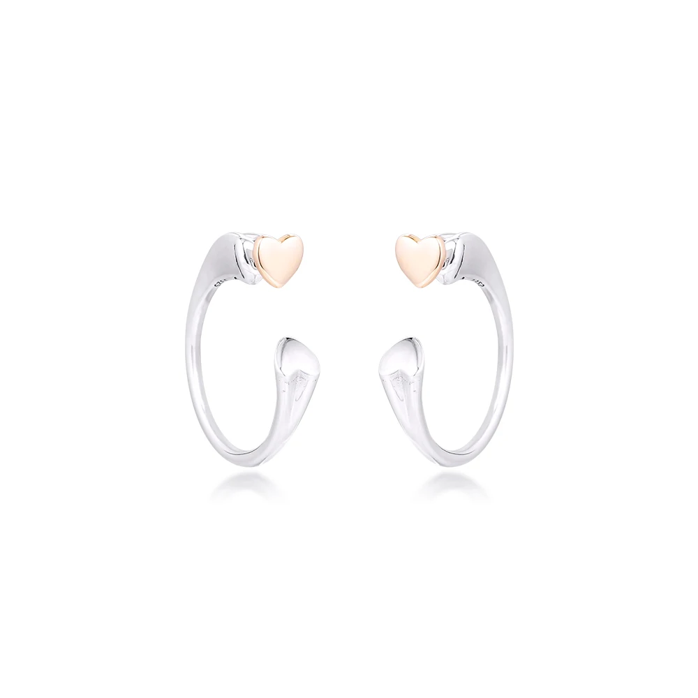 

CKK Earrings 14K Gold Two Hearts Hoop Earring for Women Sterling Silver 925 Jewelry Pendientes Earings Earing Brincos Aretes