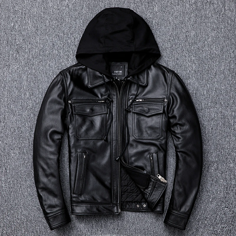 

Free shipping.plus size mens thicker liner genuine leather coat,winter warm outdoor jacket.cowhide jackets.Pro motor biker