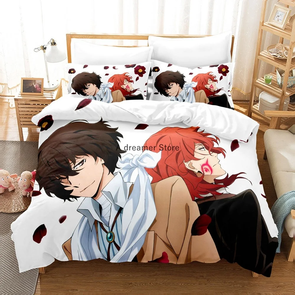 Anime : Bungo Stray Dogs Bedding Set Cartoon Duvet Cover And Pillowcases Queen Full Size Kids Gift Decor Home Bedclothes 6