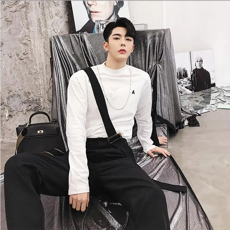 SHENGYUJIN M~ XXL! Новые свободные прямые маленькие брюки мужские трендовые брюки индивидуальность одно плечо брюки tide брюки