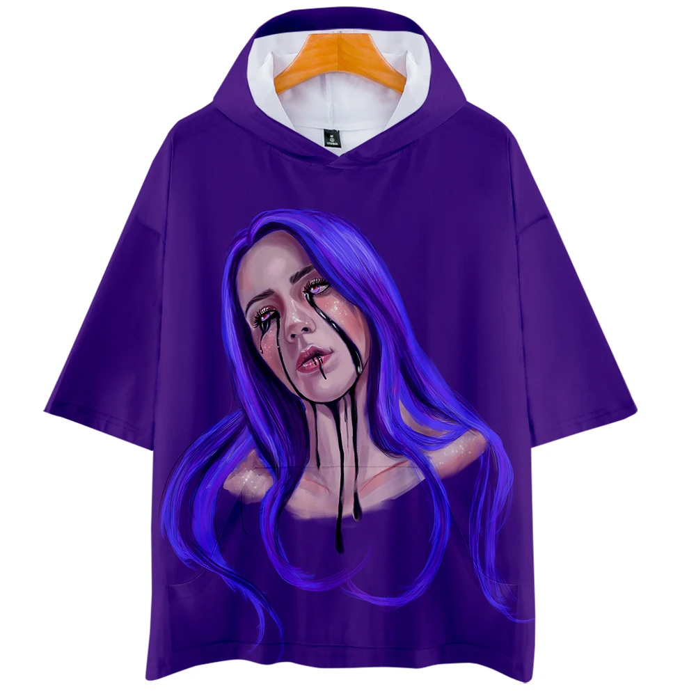 Модные Kpop дизайнерские Billie Eilish летние футболки с капюшоном Мужская/Женская весенняя одежда крутые Harajuku футболки топы