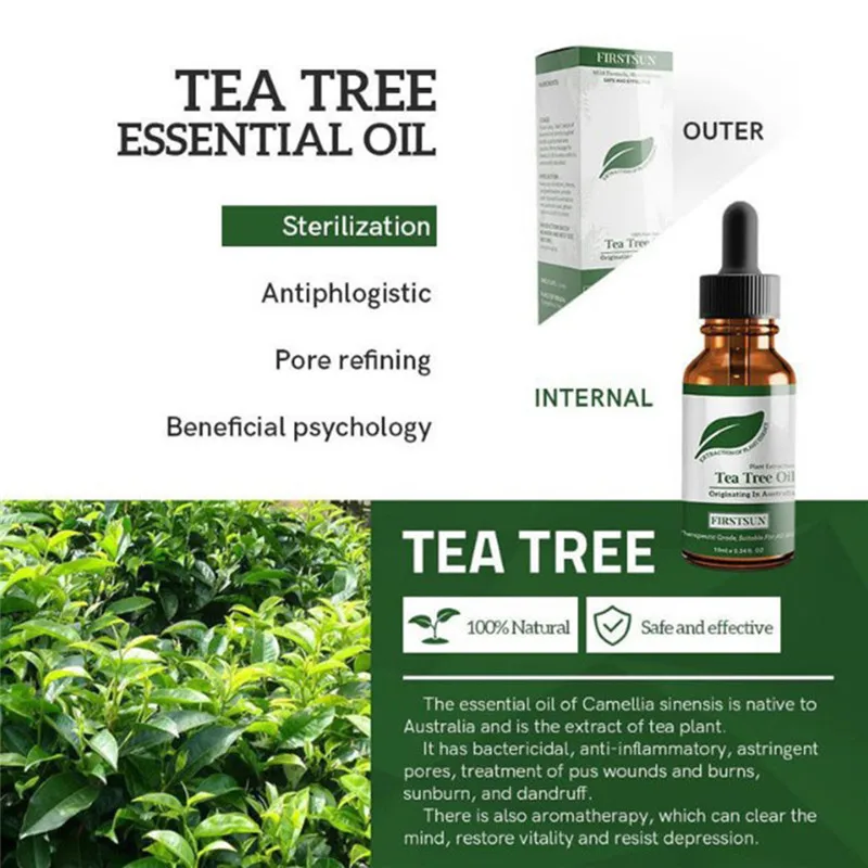 10 мл натуральное масло чайного дерева увлажнитель для лица Уход за кожей тела Уход за волосами ароматы, ароматерапия чистый массаж эфирное масло