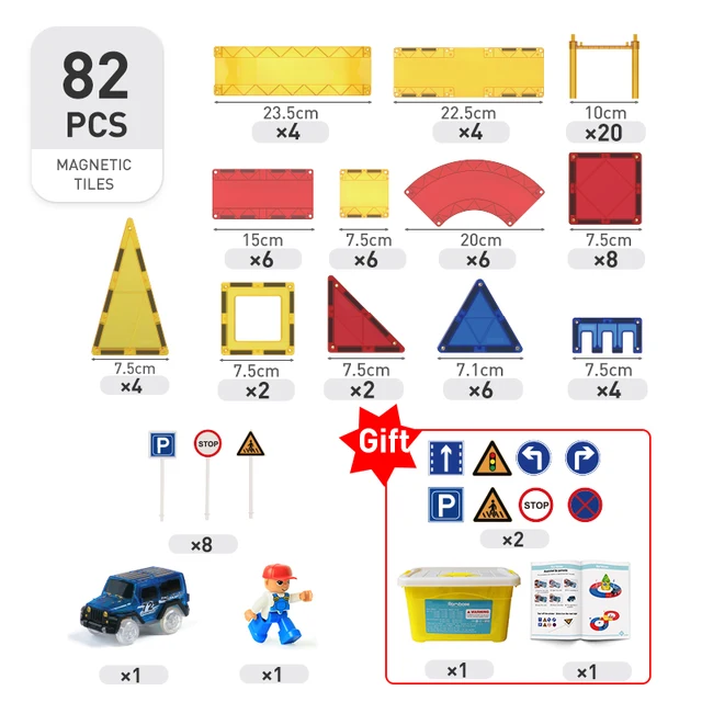 82Pcs/Set DIY Racing Rail Car Toy Track Big Size Magnetic Building Blocks Toys For Children Gifts Montessori Educational Toys 2