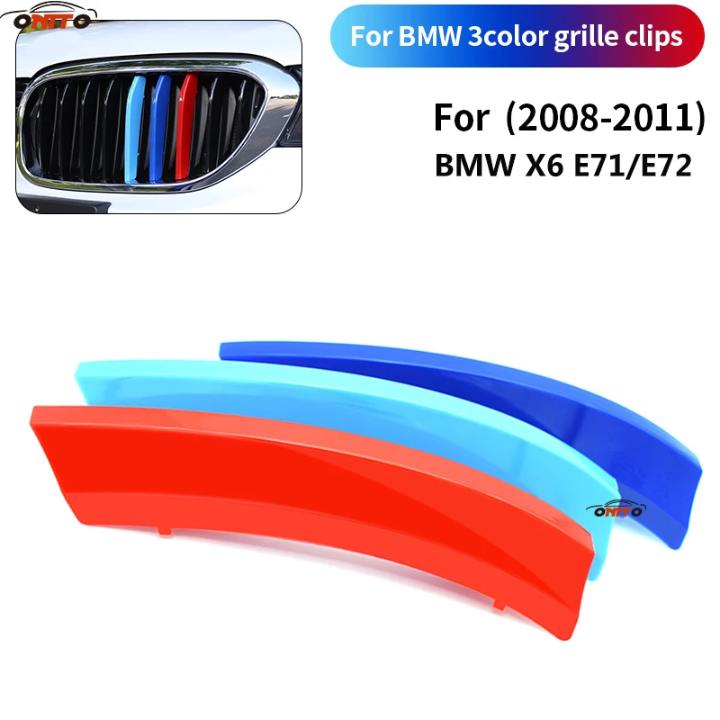 

Car Decoration 3 Colors Grille Clips For BMW X6 E71 E72 2008-2011 ABS Plastic Stripe Clip Decal Bar Covers Kidney Grille Sticker