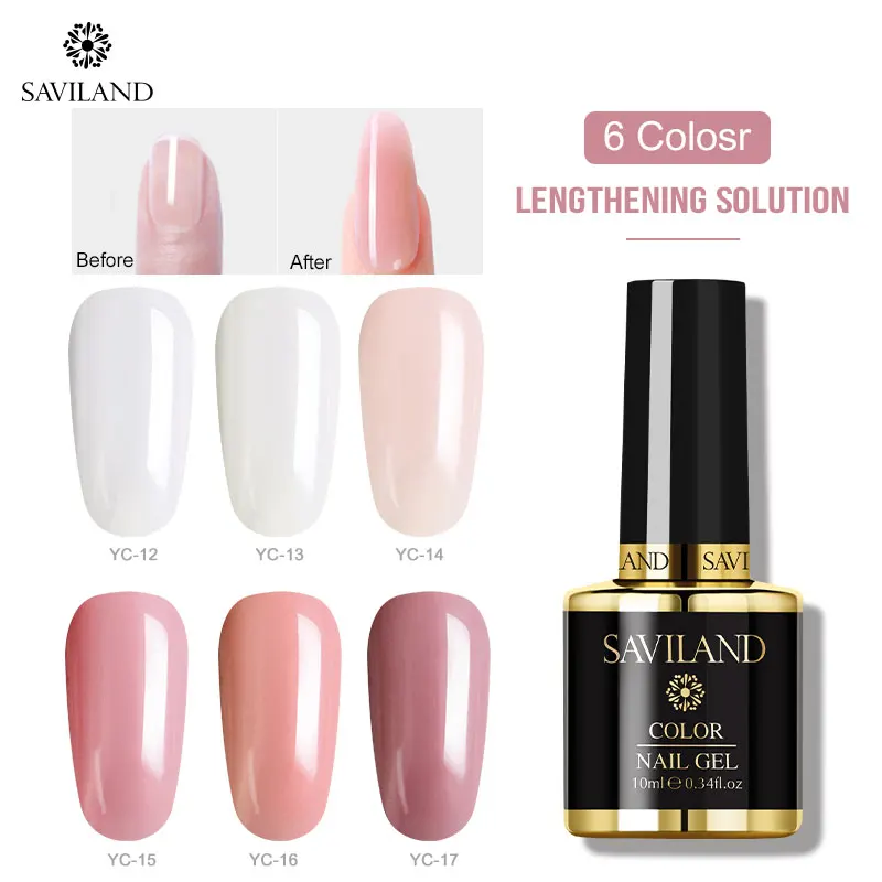 

Saviland Clear Pink Nail Tips Builder UV Nail Polish Acrylic Poly Extension Gel Varnish Quick Building Gel Polish Gel Nail Art