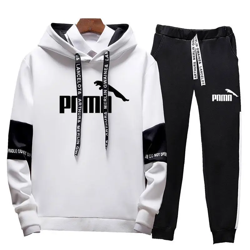 

Patchwork Men's Sportswear Sets 2020 Autumn Winter Hooded Thick Male Casual Tracksuit Men 2 Piece Sweatshirt + Sweatpants Set